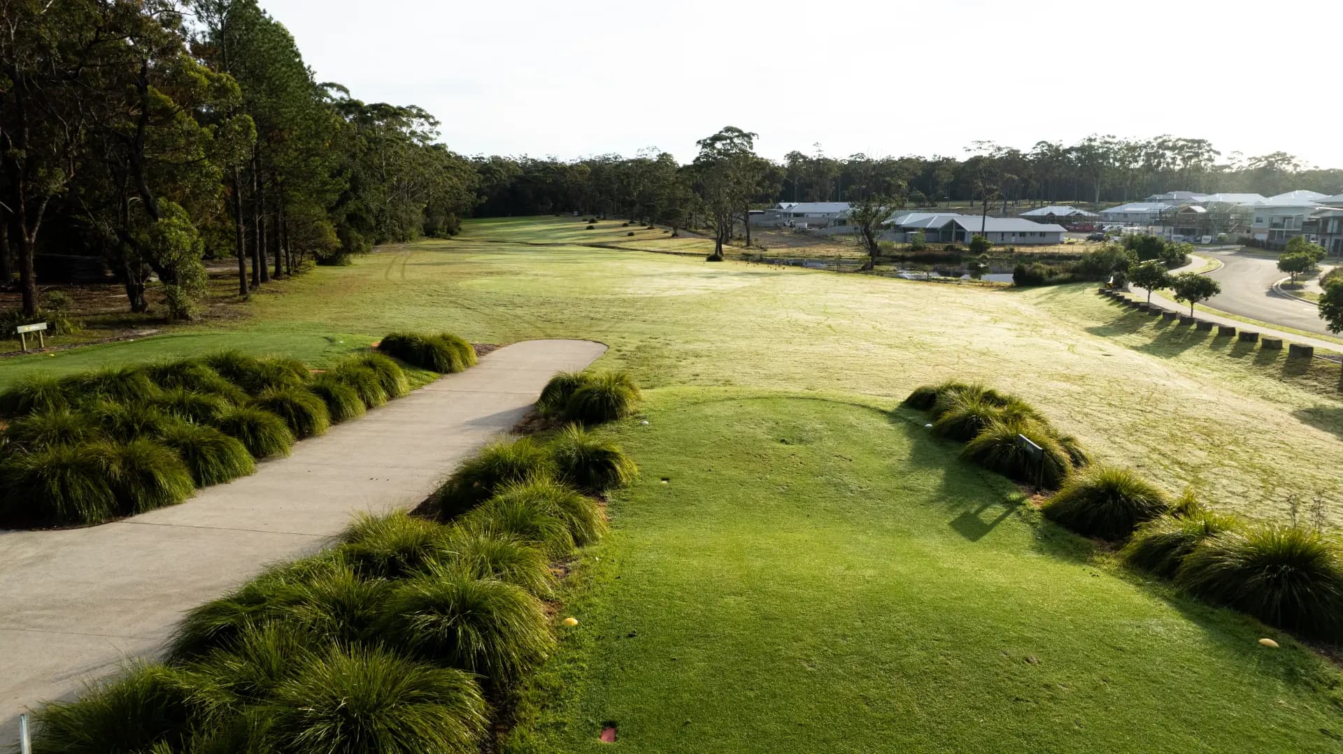 The course and surrounding bushland from above