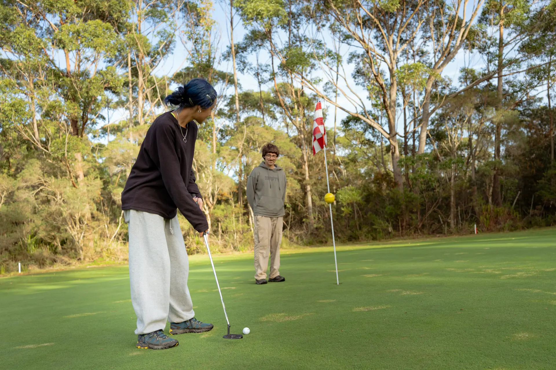 A group of players walking the course together